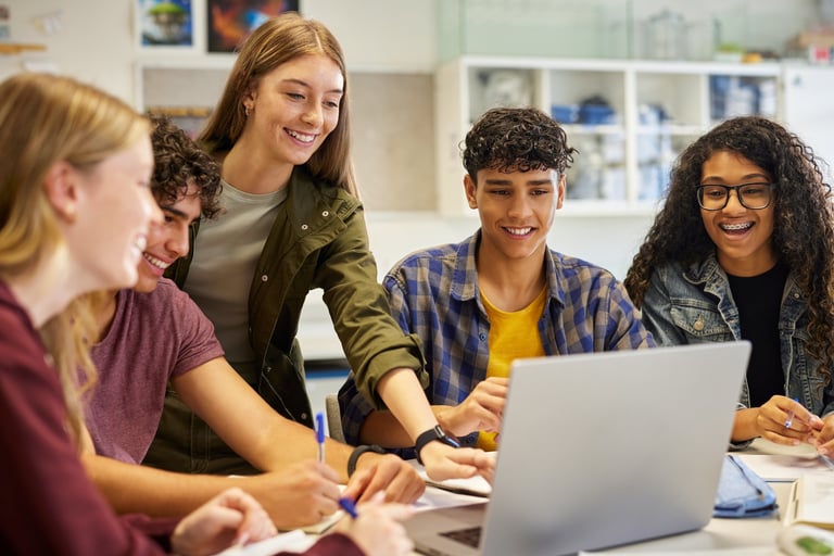 Students collaborating on a project